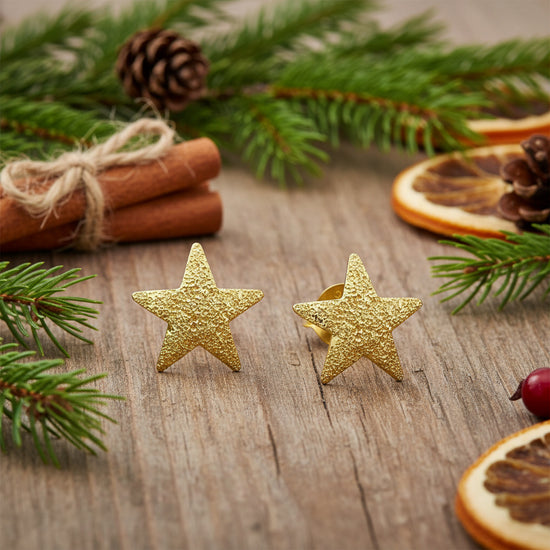24K Gold Plated Earrings – Sterling Silver Star Moon Studs | Dainty Celestial Jewelry - Crumble and Core