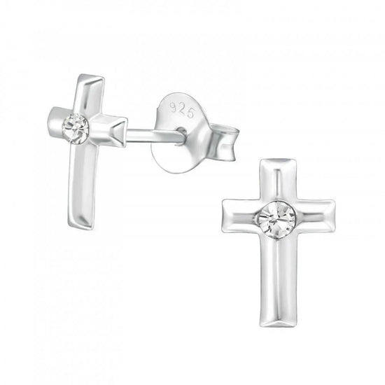 Silver Cross Earrings – Hypoallergenic Sterling Silver Studs | Lightweight Gift - Crumble and Core