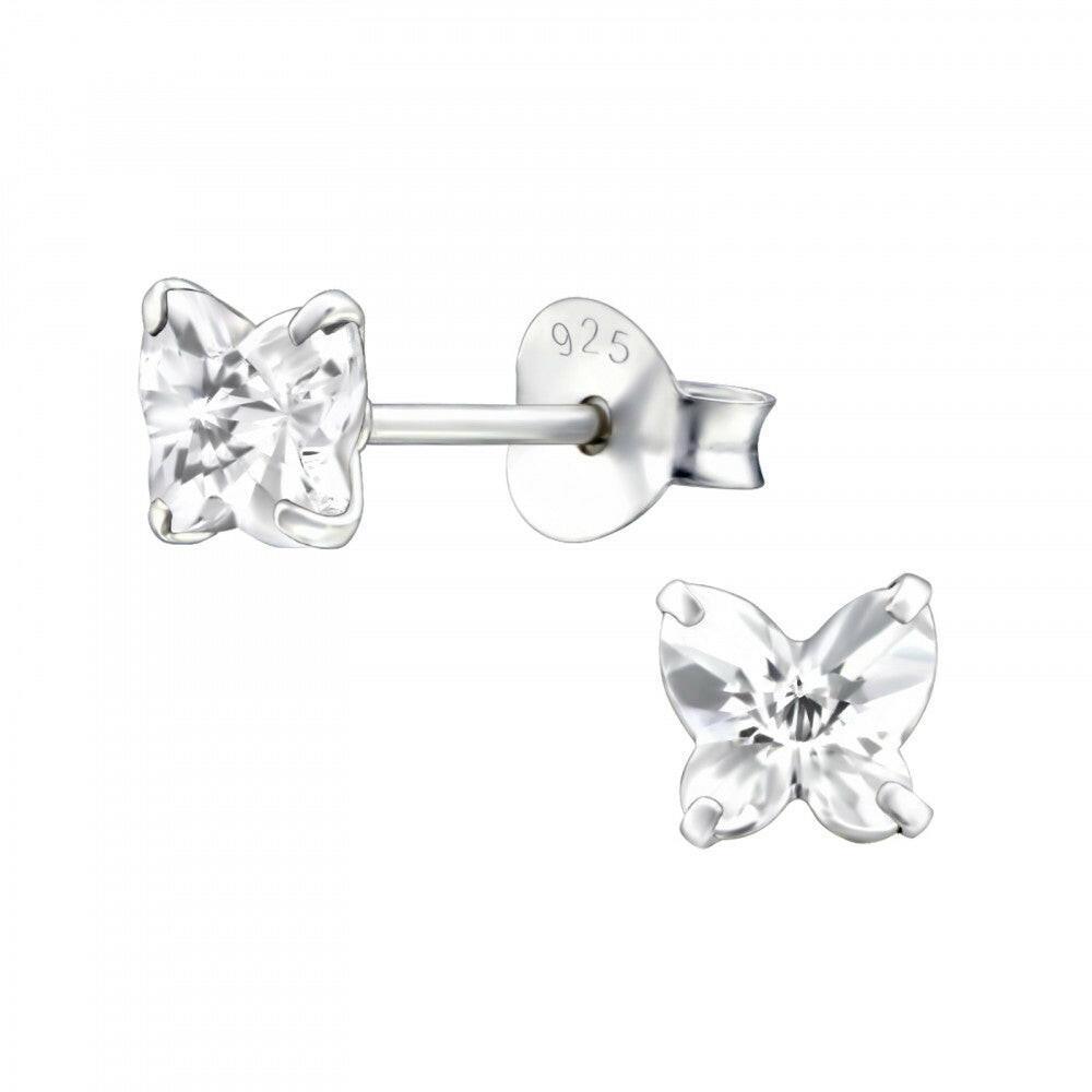 Silver Butterfly Earrings – Sterling Silver Studs With Hypoallergenic Backs - Crumble and Core