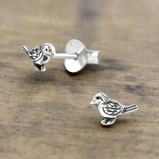 Silver Bird Earrings – Hypoallergenic 925 Sterling Silver Studs for Everyday Wear - Crumble and Core