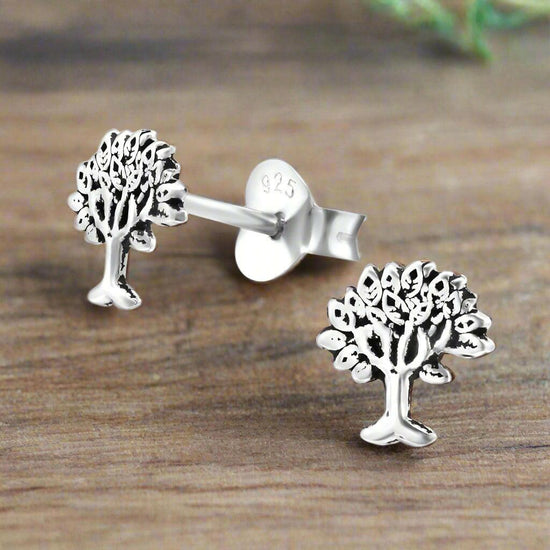 Silver Stud Earrings – Tree of Life Hypoallergenic Sterling Silver Studs for Daily Wear - Crumble and Core