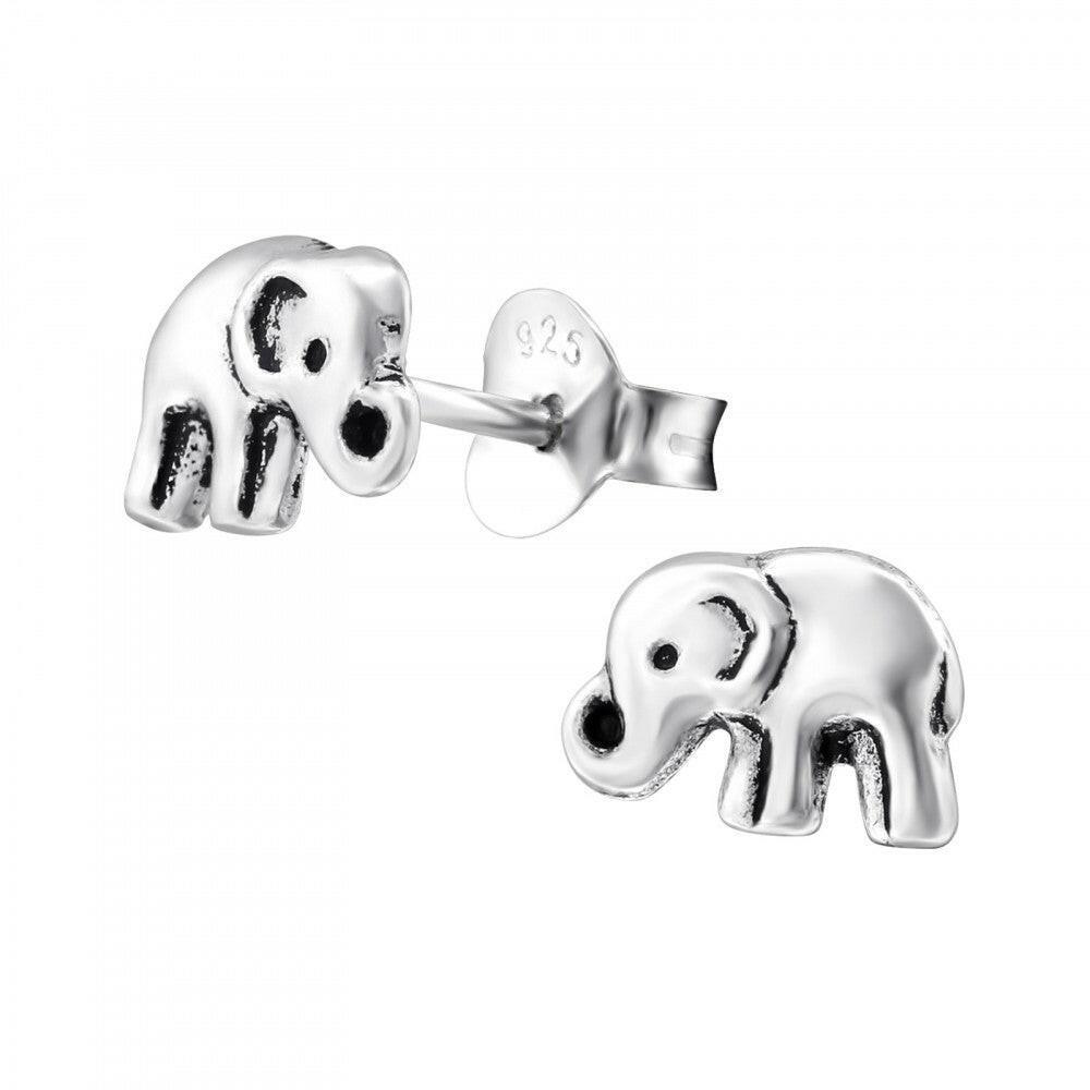 Silver Elephant Earrings – Lightweight Sterling Silver Studs | Hypoallergenic Design - Crumble and Core