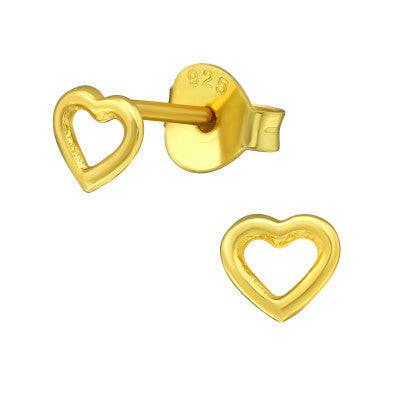 Gold Plated Heart Studs – Sterling Silver Earrings | Elegant Everyday Studs - Crumble and Core