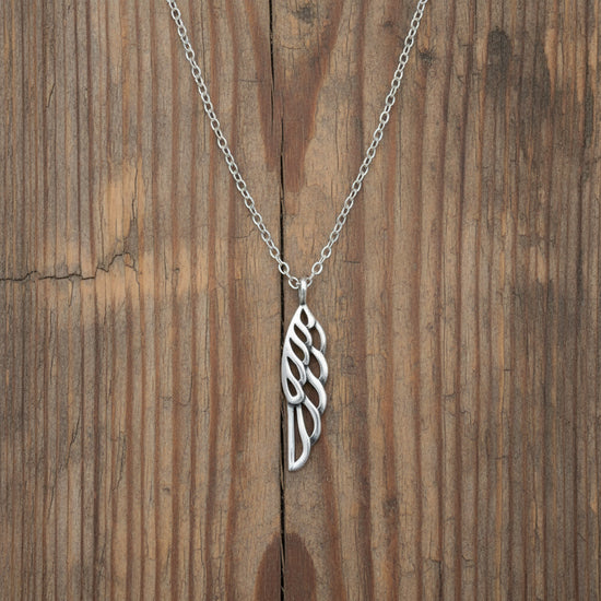 Sterling Silver Angel Wing Pendant Necklace - Crumble and Core