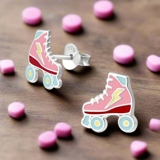 Silver Stud Earrings – Sterling Silver Roller Boot Hypoallergenic Jewelry Gift - Crumble and Core