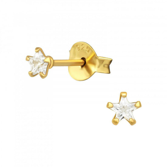 24K Gold Star Earrings – Gold Plated Earrings with Cubic Zirconia Sparkle Studs - Crumble and Core