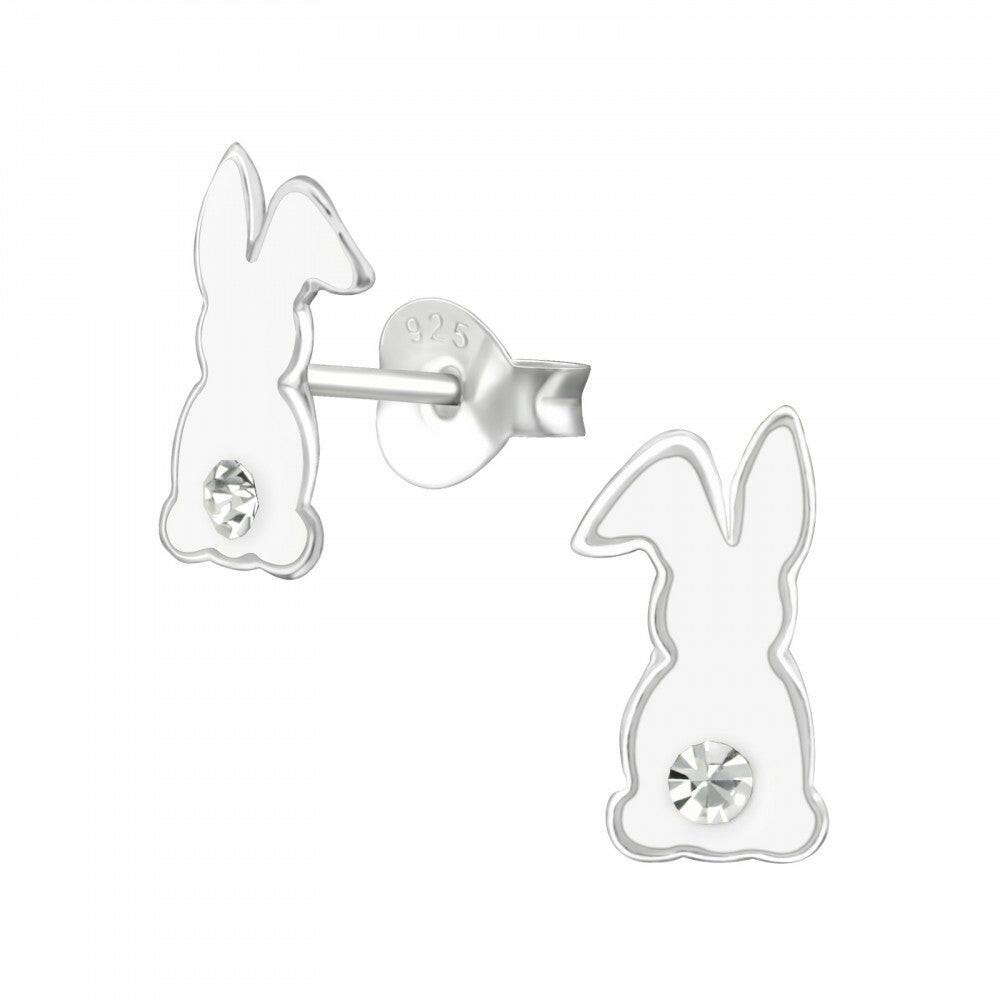 Sterling Silver Christmas CZ Bunny Earrings Card and Gift Box - Crumble and Core