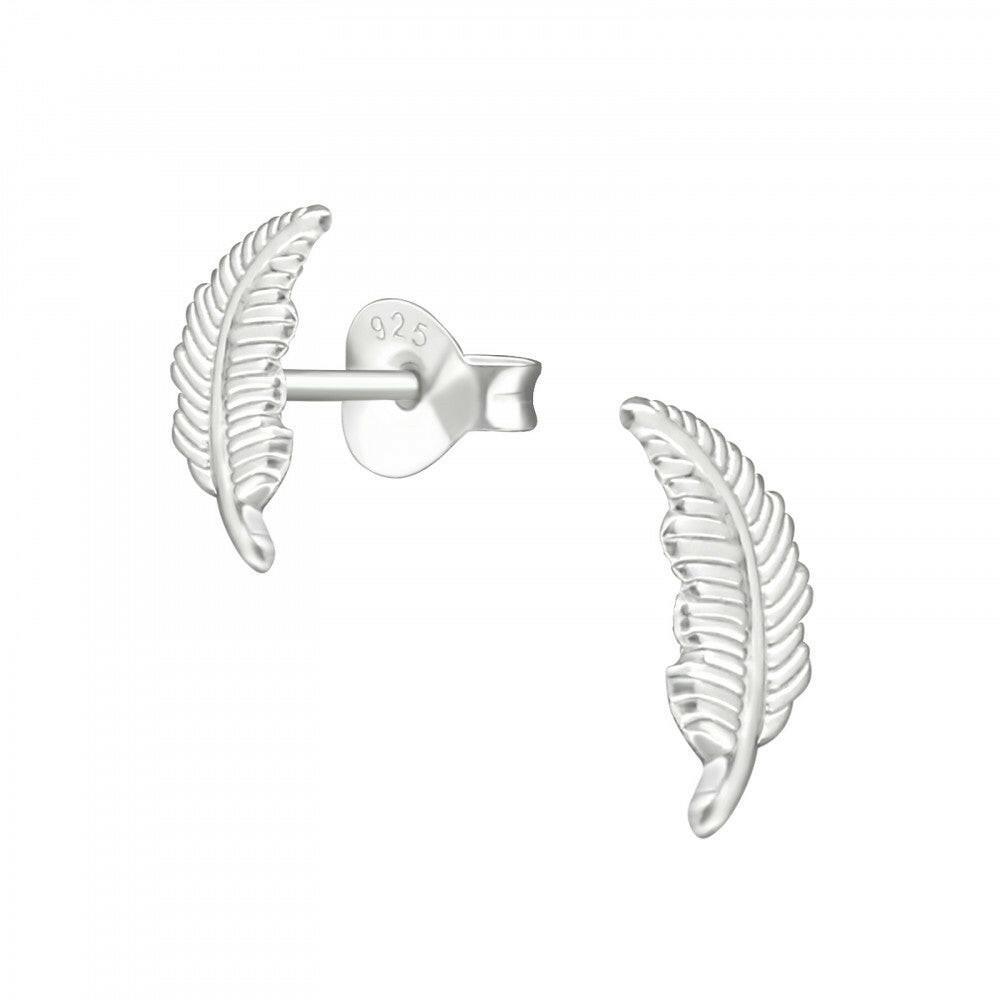 Sterling Silver Feathers Stud Earrings - Boxed and Unique Elegant Sympathy Gift - Crumble and Core