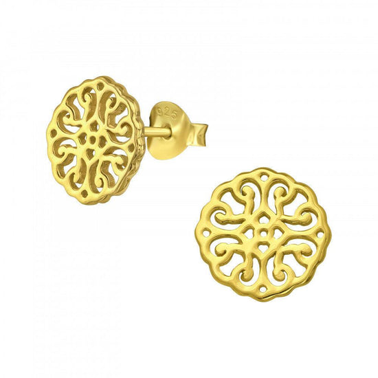 Gold Plated Studs – Elegant Filigree Stud Earrings | 24K Gold Plated Jewelry Gift - Crumble and Core