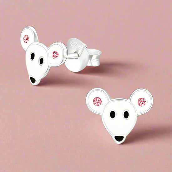 Silver Mouse Earrings – Sterling Silver Studs Hypoallergenic Lightweight Design - Crumble and Core