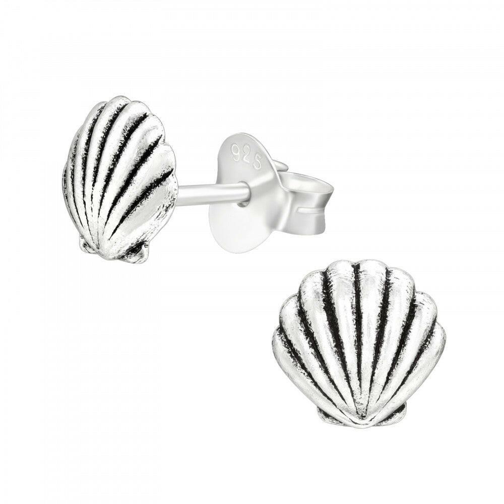 Silver Stud Earrings – Hypoallergenic Shell Design Lightweight Daily Wear - Crumble and Core