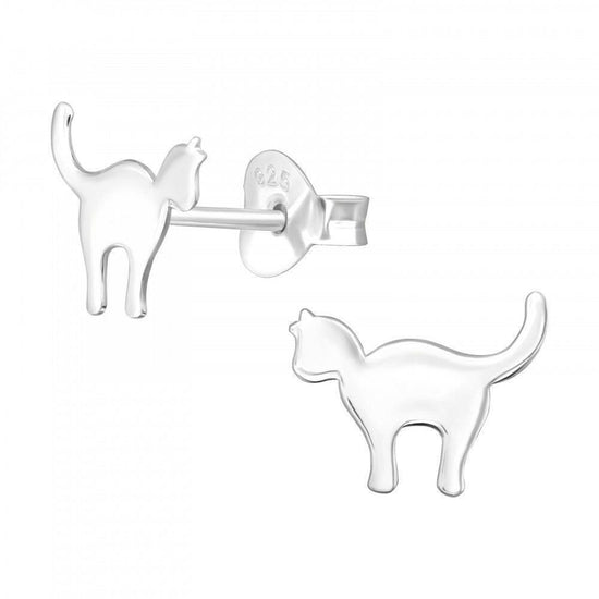 Sterling Silver Cat Stud Earrings in Gift Box - Ideal Present for Cat Lovers - Crumble and Core