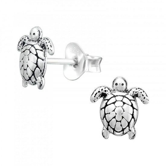 Silver Turtle Earrings – Lightweight Sterling Silver Studs | Hypoallergenic Nickel Free - Crumble and Core