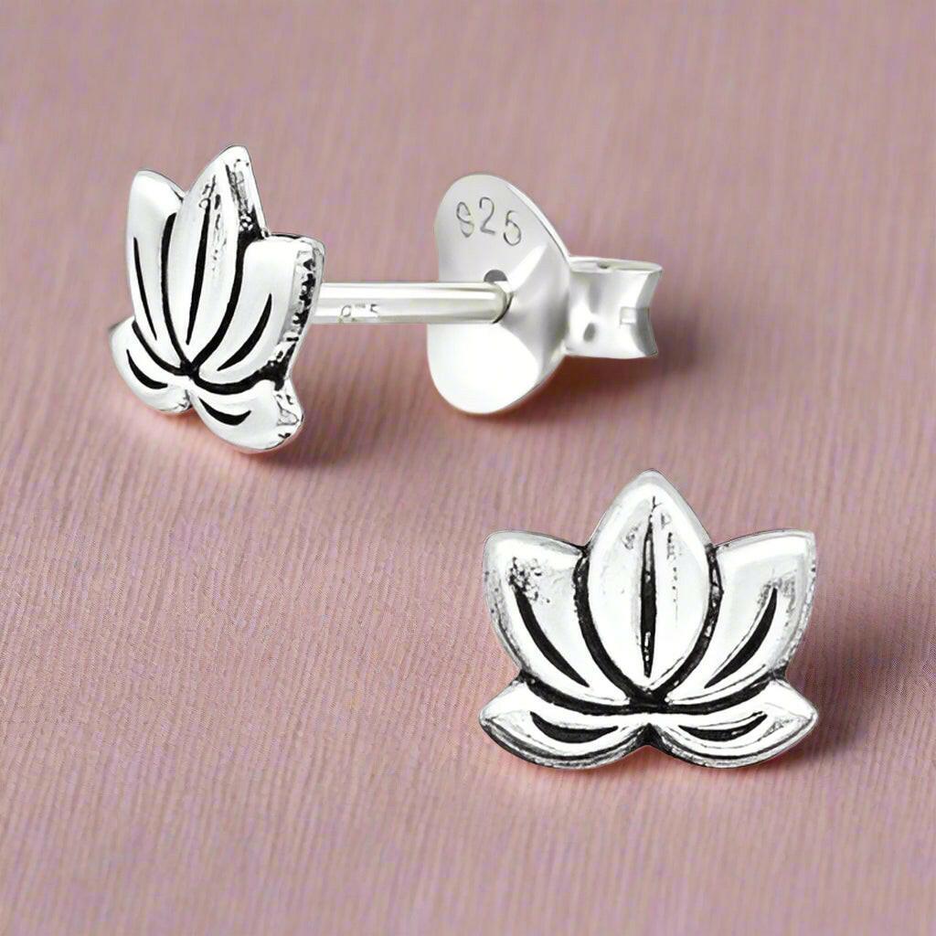 Silver Stud Earrings – Lightweight Floral Sterling Silver Hypoallergenic Studs - Crumble and Core