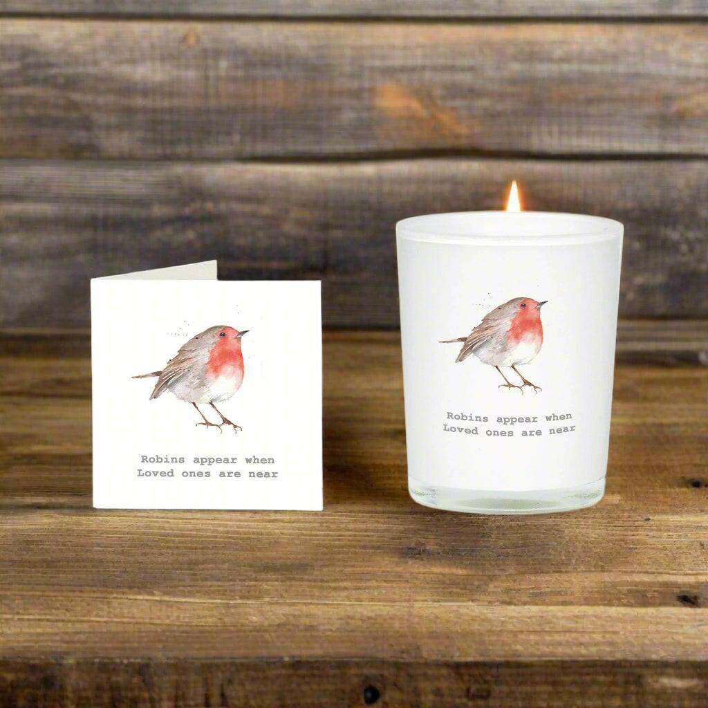 Scented Boxed Scented Candle and Robin Card - Perfect Sympathy Gift - Crumble and Core