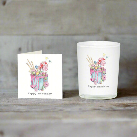 Birthday Cake Boxed Scented Candle Greeting Card Gift Set - Perfect for Birthday Celebrations - Crumble and Core
