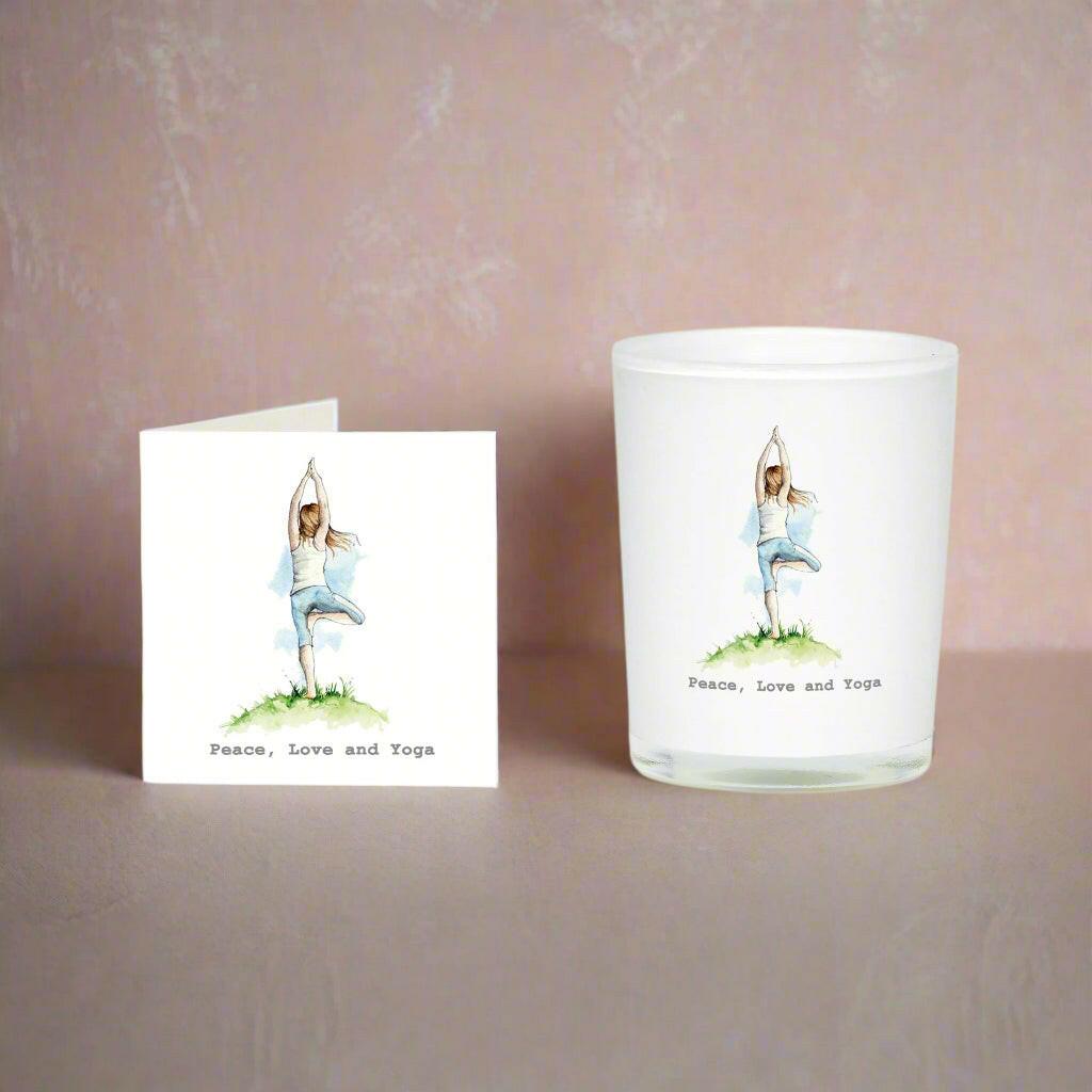 Yoga Boxed Scented Candle and Card - Calming Aromatherapy Gift Set for Meditation and Relaxation - Crumble and Core