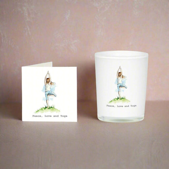 Yoga Boxed Scented Candle and Card - Calming Aromatherapy Gift Set for Meditation and Relaxation - Crumble and Core