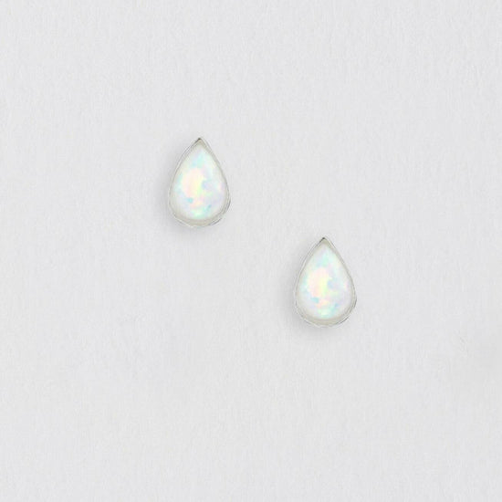 Silver Stud Earrings – 925 Sterling Silver Opal Teardrop Lightweight Hypoallergenic Design - Crumble and Core