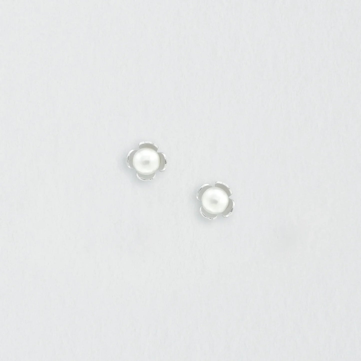 Sterling Silver Pearl Earrings – Delicate Flower Studs with Gift Box for Daughter Birthday