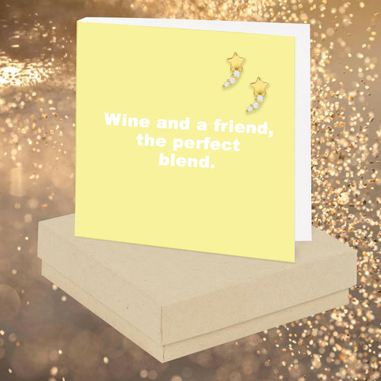 Wine And A Friend Quote Earring Card - Crumble and Core