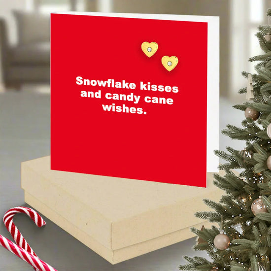 Christmas Snowflake Kisses Quote Earring Card - Crumble and Core