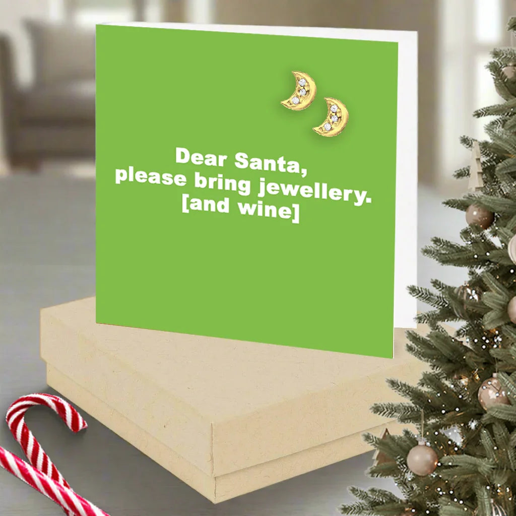 Christmas Please Bring Jewellery Quote Earring Card - Crumble and Core