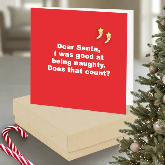 Christmas I Was Good Quote Earring Card - Crumble and Core