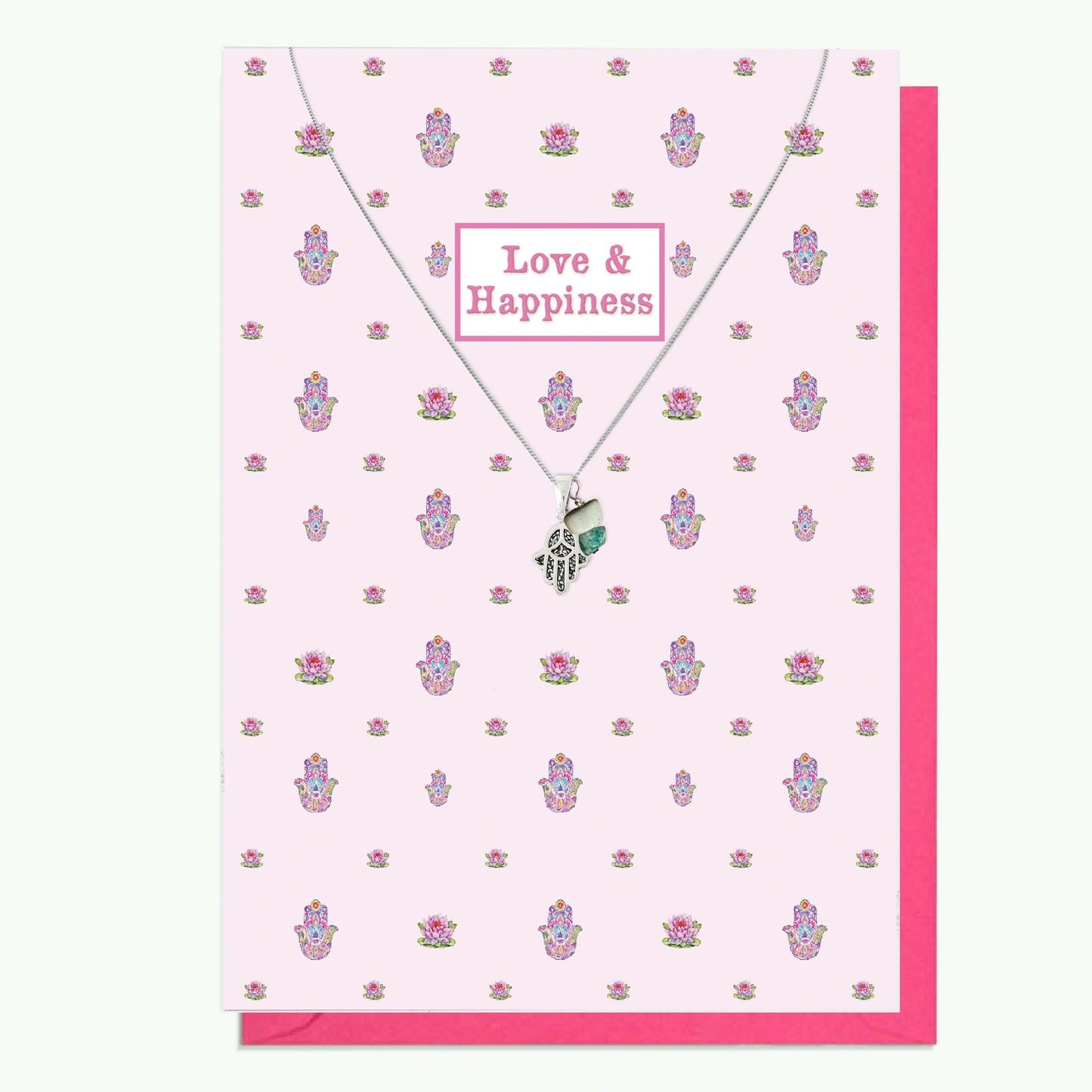 Sterling Silver Hamsa Pendant Necklace and Crystal Charm Card - Crumble and Core