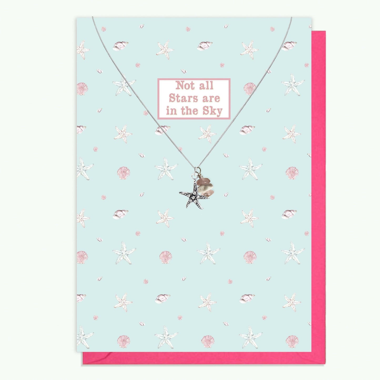 Sterling Silver Starfish Pendant Necklace with Handmade Crystal Charm and Card - Crumble and Core