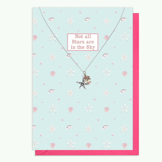 Sterling Silver Starfish Pendant Necklace with Handmade Crystal Charm and Card - Crumble and Core