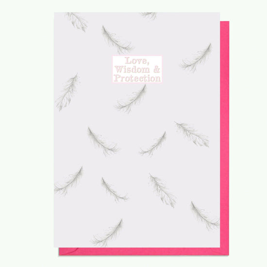 Sterling Silver Feather Pendant Necklace with Handmade Crystal Charm and Card - Crumble and Core