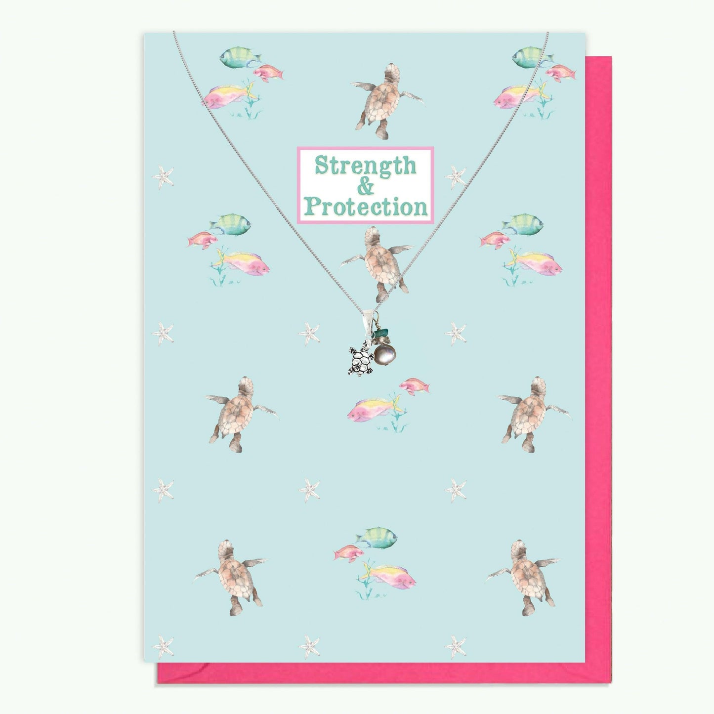 Sterling Silver Turtle Pendant Necklace with Handmade Crystal Charm and Card - Crumble and Core