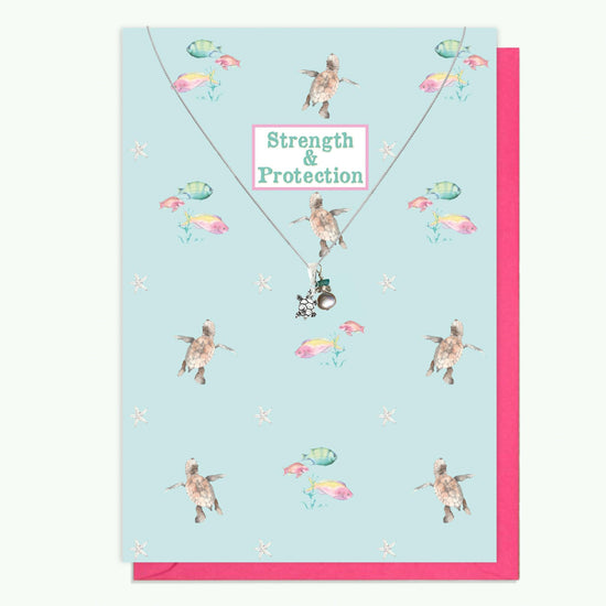 Sterling Silver Turtle Pendant Necklace with Handmade Crystal Charm and Card - Crumble and Core