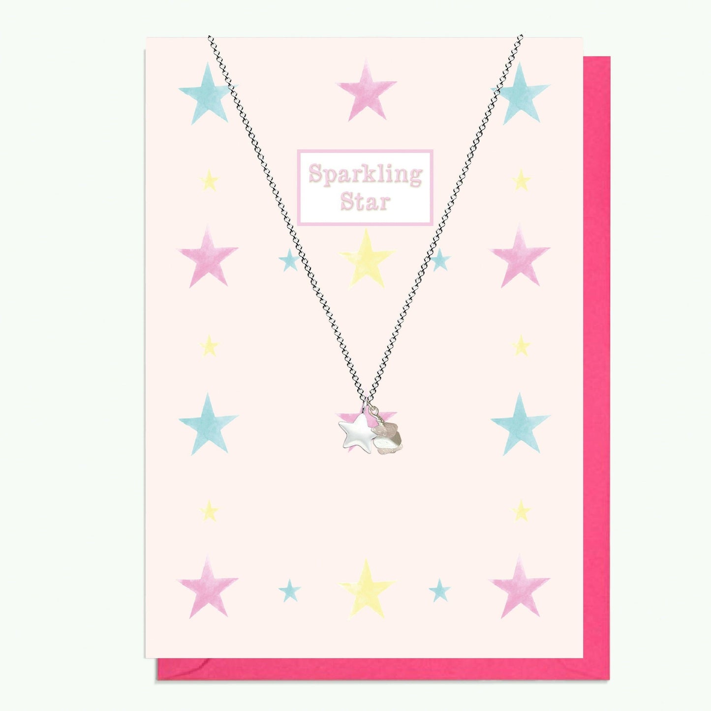 Sterling Silver Star Pendant Necklace with Handmade Crystal Charm and Card - Crumble and Core