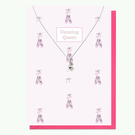 Sterling Silver Ballerina Pendant Necklace with Handmade Crystal Charm and Card - Crumble and Core