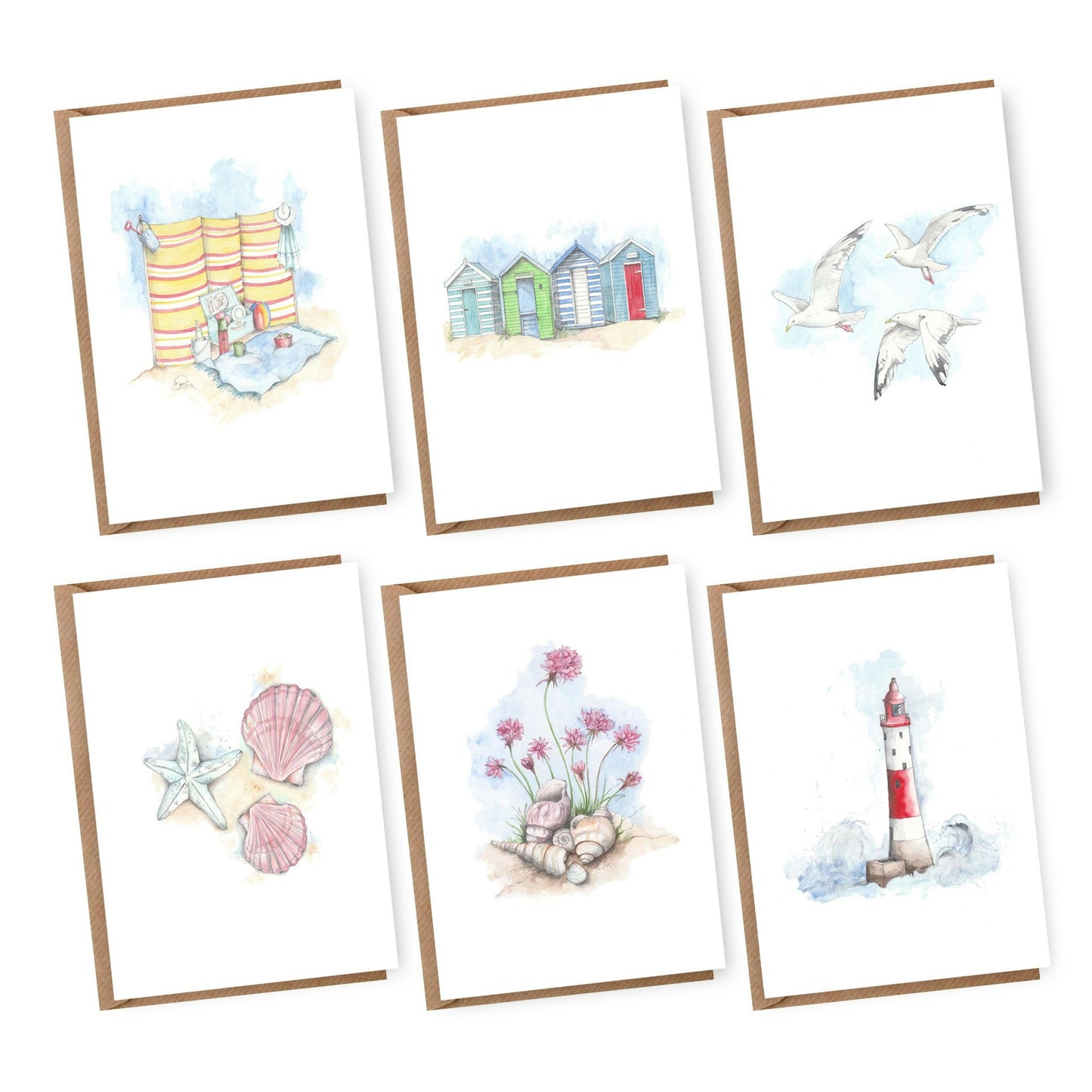 Boxed 'Seaside' pack of assorted A6 cards - Crumble and Core