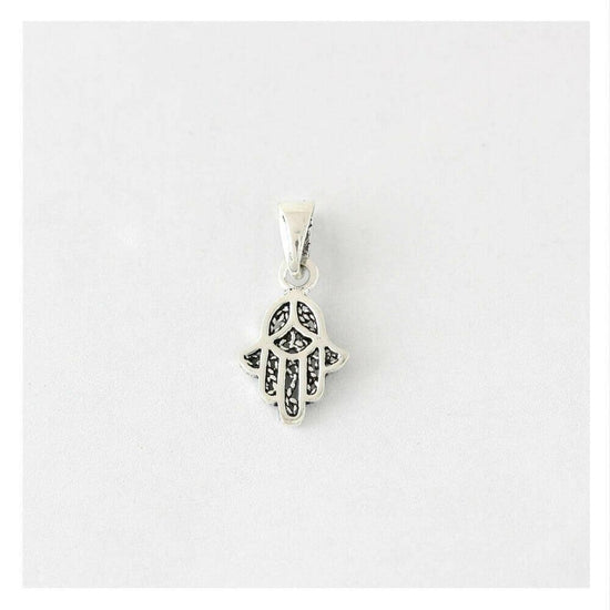 Sterling Silver Hamsa Necklace - Protective Amulet Pendant Jewelry - Crumble and Core