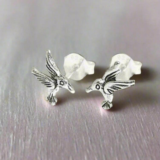 Silver Stud Earrings – Lightweight Hypoallergenic Bird Studs for Sensitive Ears - Crumble and Core