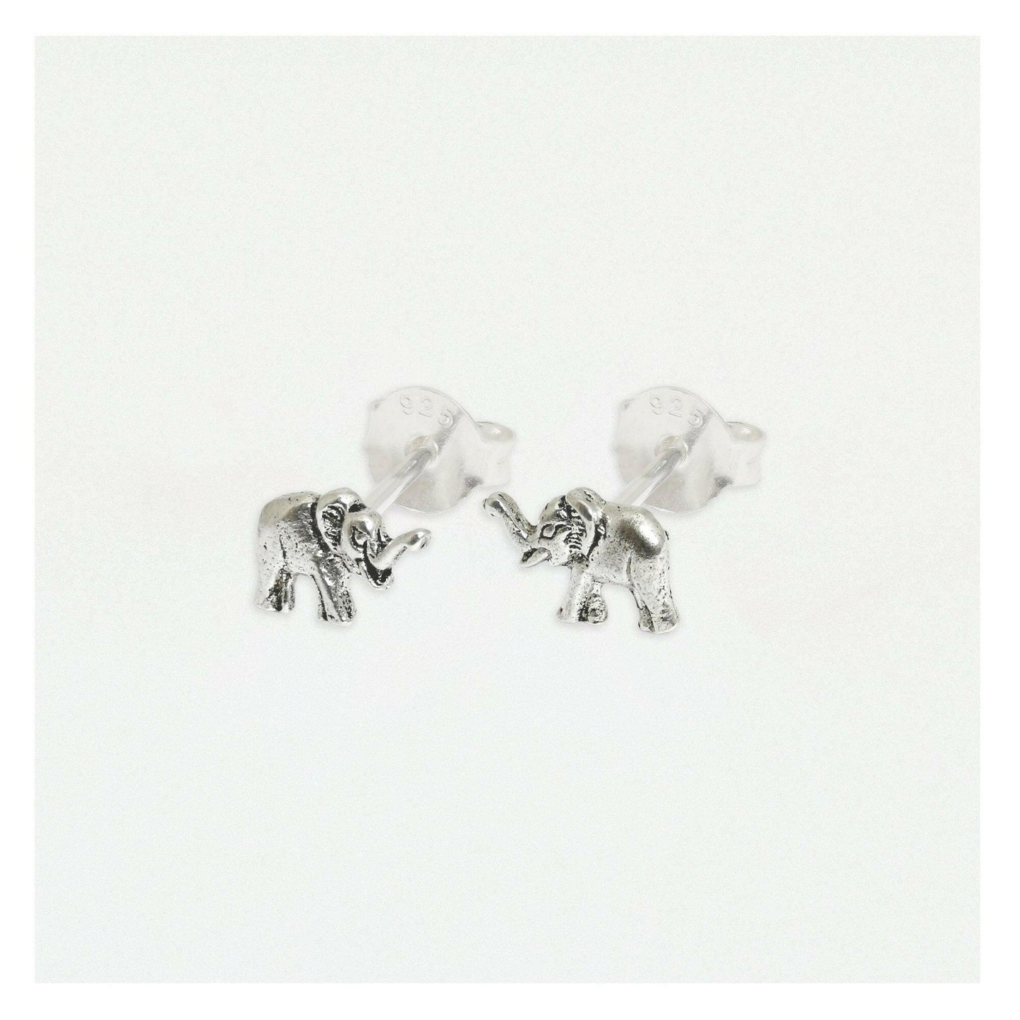 Silver Elephant Earrings – Hypoallergenic Sterling Silver Studs With Butterfly Backs - Crumble and Core