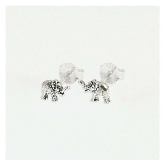 Silver Elephant Earrings – Hypoallergenic Sterling Silver Studs With Butterfly Backs - Crumble and Core
