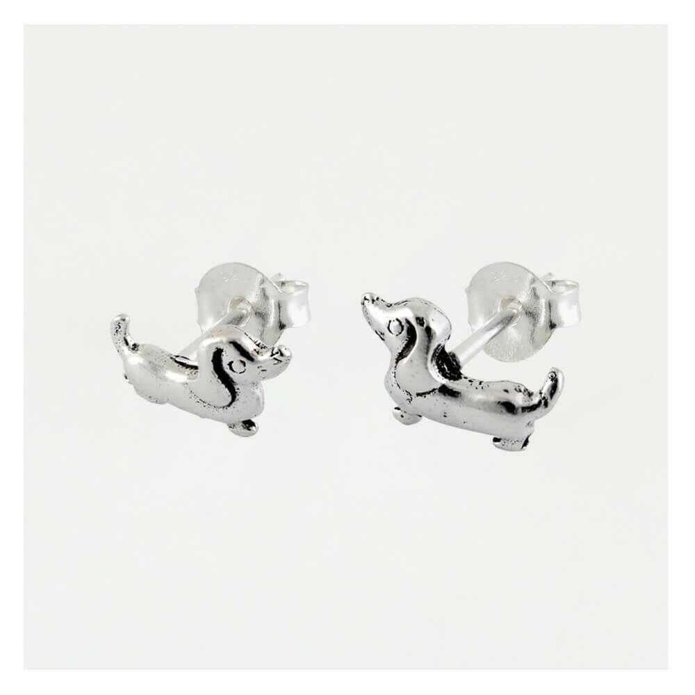Sausage Dog Earrings – Sterling Silver Studs | Hypoallergenic Nickel-Free Gift - Crumble and Core