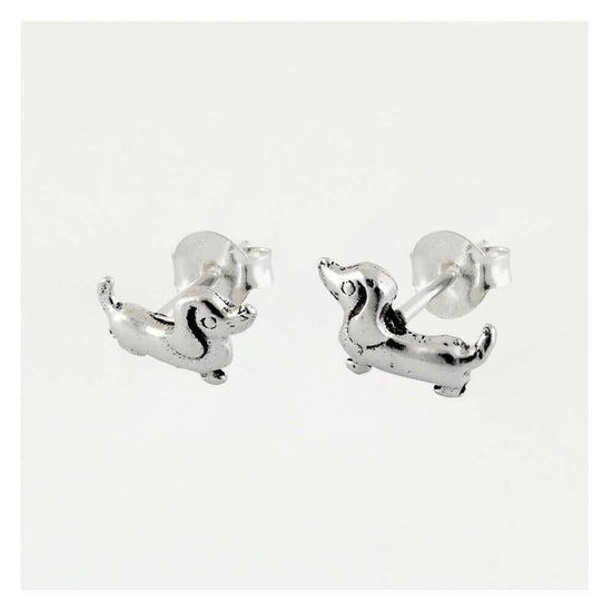 Sausage Dog Earrings – Sterling Silver Studs | Hypoallergenic Nickel-Free Gift - Crumble and Core
