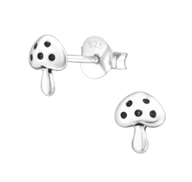 Silver Stud Earrings | Hypoallergenic Lightweight Sterling Silver Toadstool Design - Crumble and Core