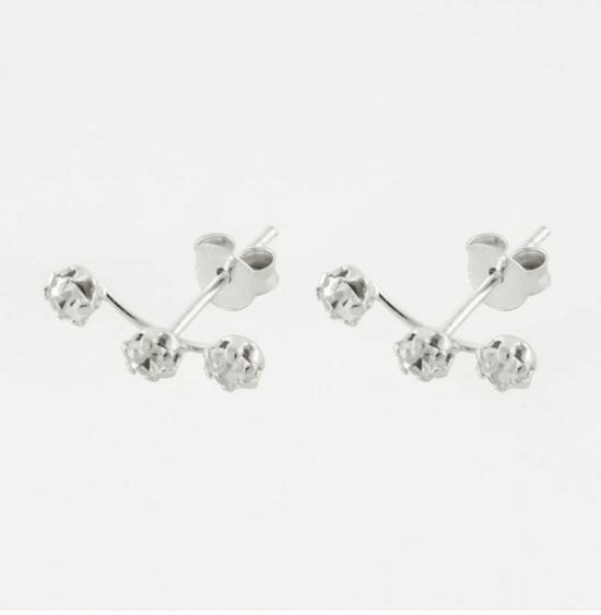 Crystal Silver Stud Earrings – Lightweight Hypoallergenic 925 Sterling Jewelry - Crumble and Core