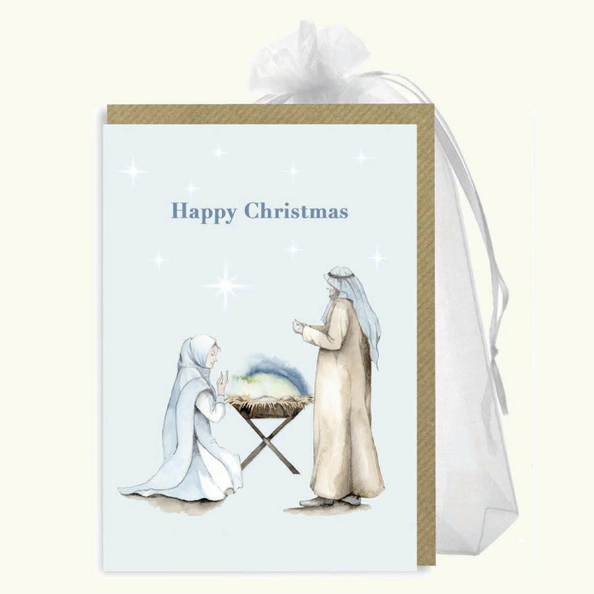 Christmas Pack of 6 A6 Cards In Organza Bag-Nativity - Crumble and Core