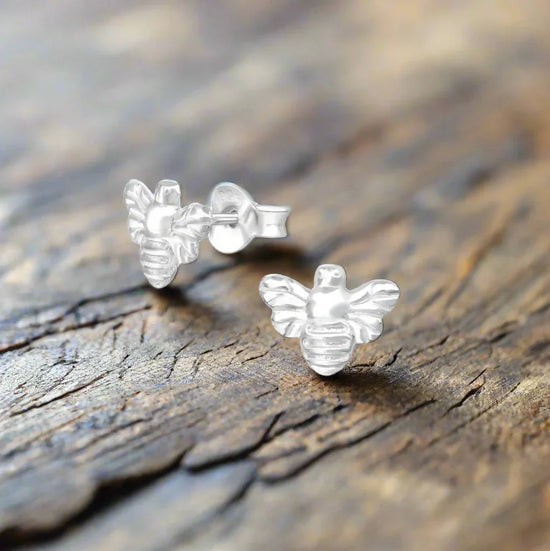 Sterling Silver Bumble Bee Stud Earrings and Gardening Card - Crumble and Core