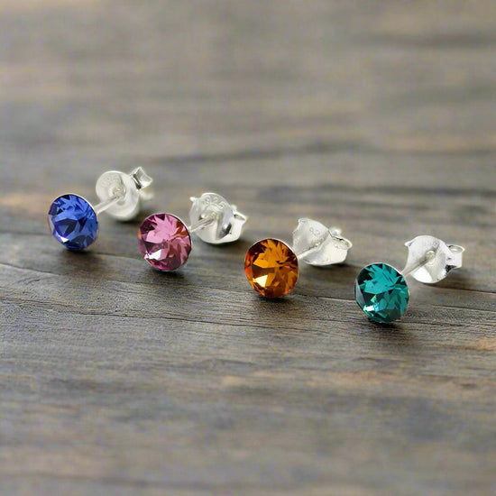 Birthstone Ear Stud – Sterling Silver Stud Earrings | Hypoallergenic & Classic Design - Crumble and Core