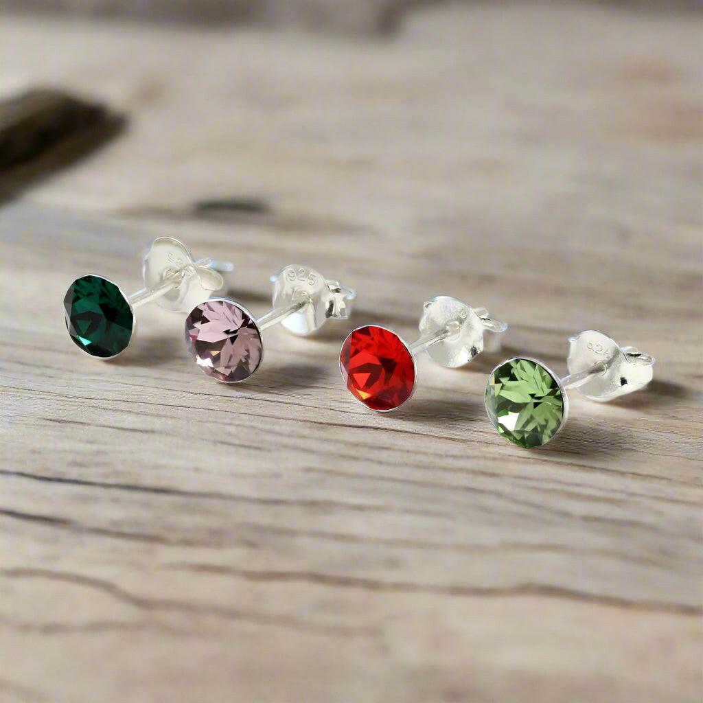 Birthstone Ear Stud – Sterling Silver Stud Earrings | Hypoallergenic & Classic Design - Crumble and Core