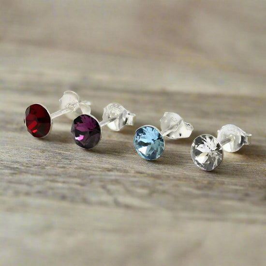 Birthstone Ear Stud – Sterling Silver Stud Earrings | Hypoallergenic & Classic Design - Crumble and Core